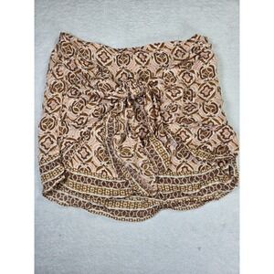 Free People Boho Wrap Skirt Size 12 Ruffle Hem Festival Mini Flowy Indie Flowy